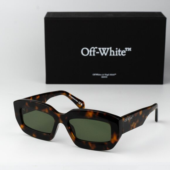 Off-White CHARLOTTE Men Sunglasses Havana Green Rectangle...
